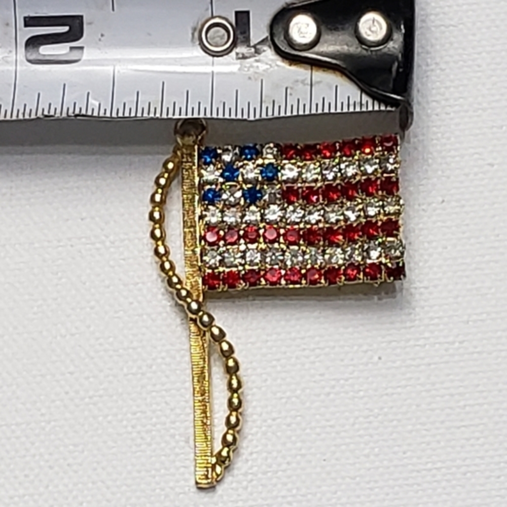 Patriotic Rhinestone Flag Pin - Picture 7 of 10